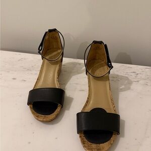 Naturalizer Black and Tan Wedge Sandals